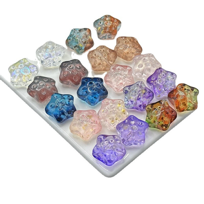 Meteor Crater Five-Pointed Star Glass Beads 14mm Transparent 100pcs 5