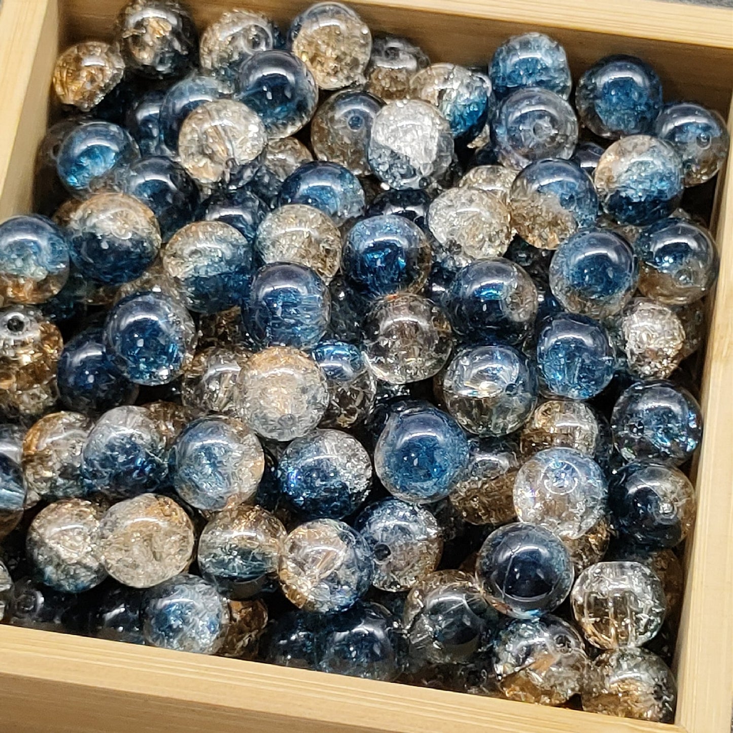 Crackle Glass Beads Round 10mm Transparent Mixed Colors 50pcs 13