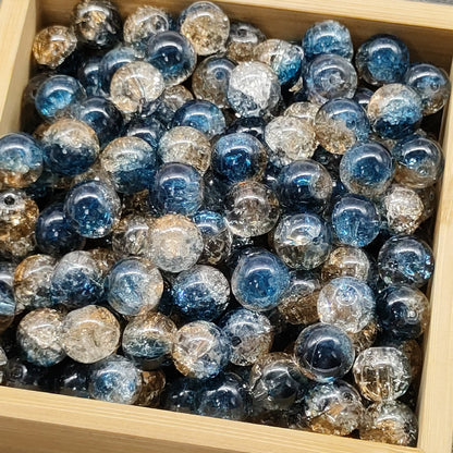 Crackle Glass Beads Round 10mm Transparent Mixed Colors 50pcs 13