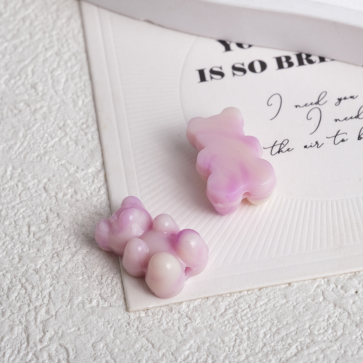 Gradient Teddy Bear Acrylic Beads 18mm Multicolor Glossy 250pcs 6
