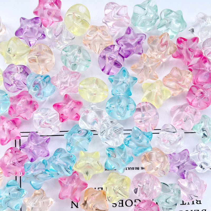 Transparent Star Acrylic Beads 11mm Chunky Pastel Mixed Colors 60pcs