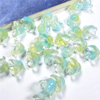 Wind Chime Flower Glass Beads 12mm Transparent Pink 50pcs 23