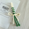 Dual Color Rope Braided Bow Crochet Keychain Polyester 4pcs 75mm 6