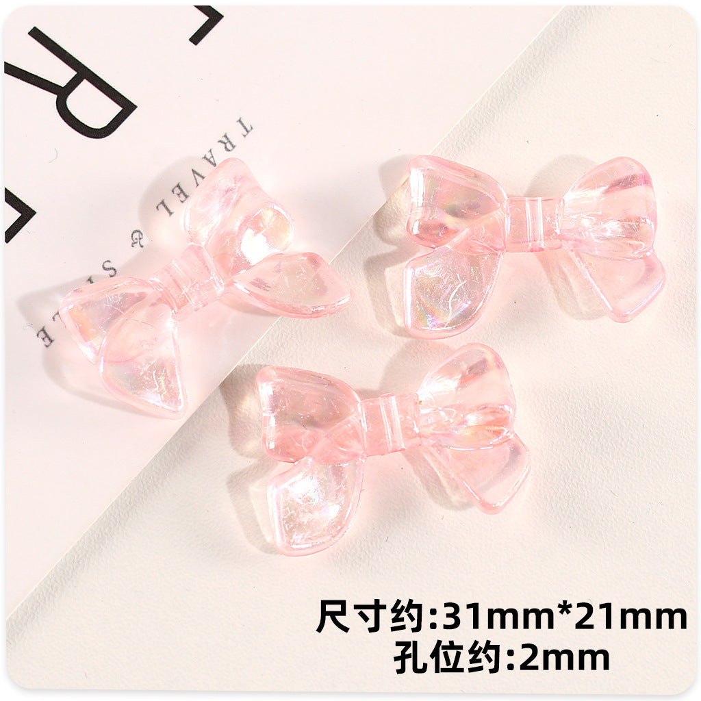 Transparent Bow Acrylic Beads 31mm AB Colored Plating 1pc 11