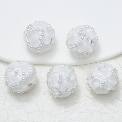 Embellished Bubblegum Beads 20mm Pearl Heart Cluster Assorted Colors 2pcs 10