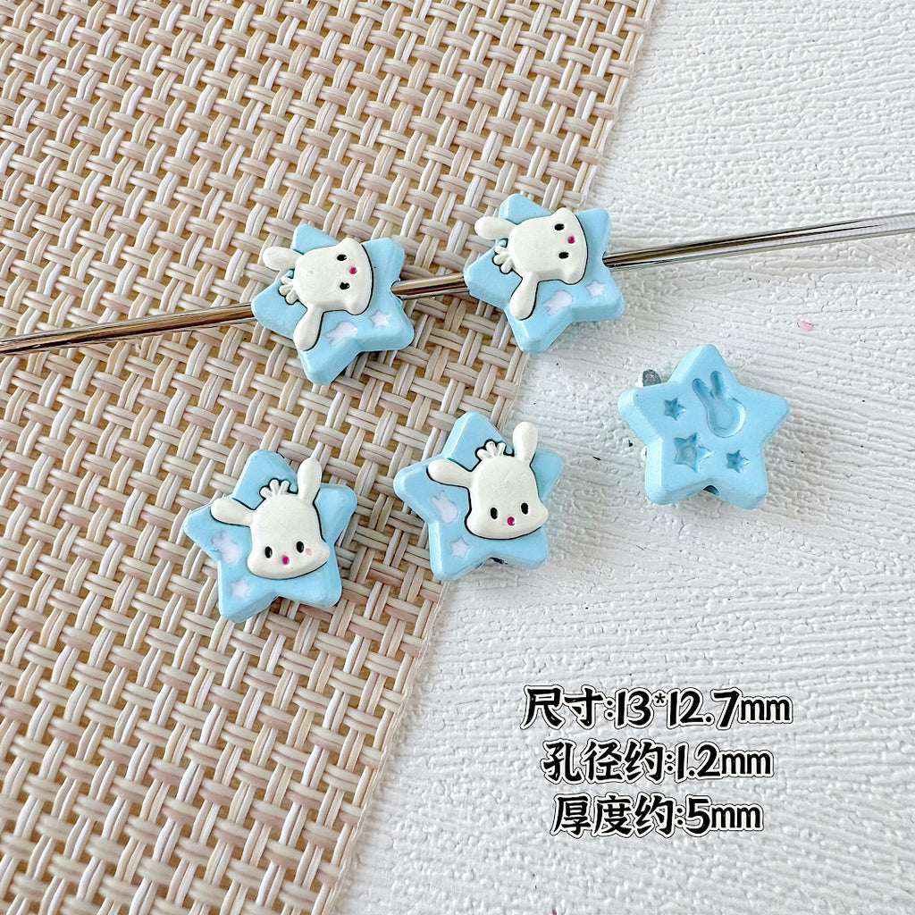 Star Shaped Metal Beads Adorable Painted Animals Glossy Alloy 10pcs 3