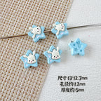 Star Shaped Metal Beads Adorable Painted Animals Glossy Alloy 10pcs 3