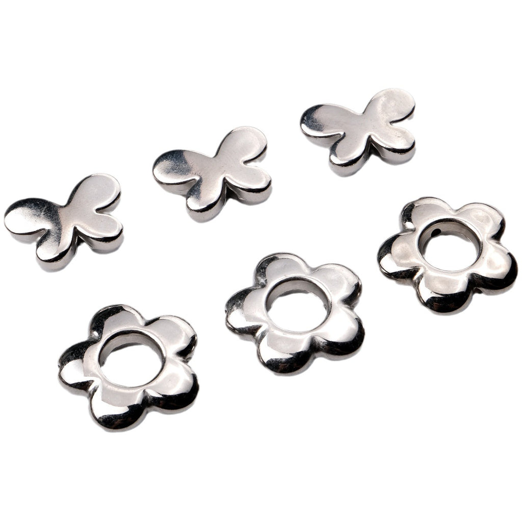 Plating Flower Butterfly Acrylic Beads 17-19mm Silver Metallic 100pcs 2