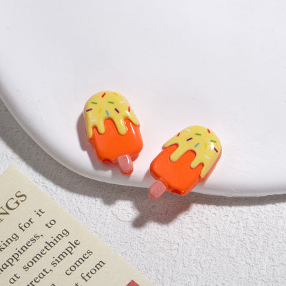 Painted Popsicle Acrylic Beads 20mm Colorful Drip Design 50pcs 14