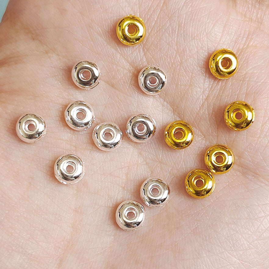 Alloy Round Spacer Beads 6mm 4mm Glossy Tibetan Style 100pcs