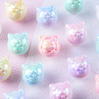 UV Plating Cute Little Cat Acrylic Beads 18mm Pastel Colors 50pcs