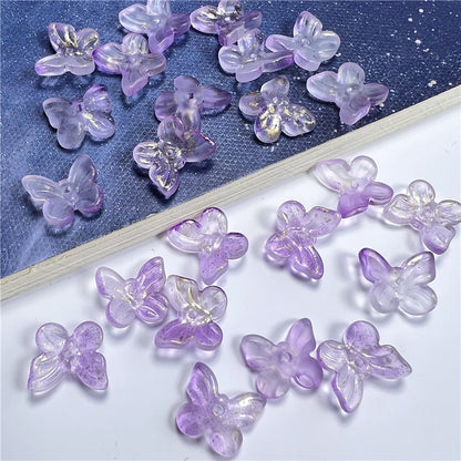 Czech Glass Beads Butterfly 11mm Translucent Purple Blue Pink 50pcs 21