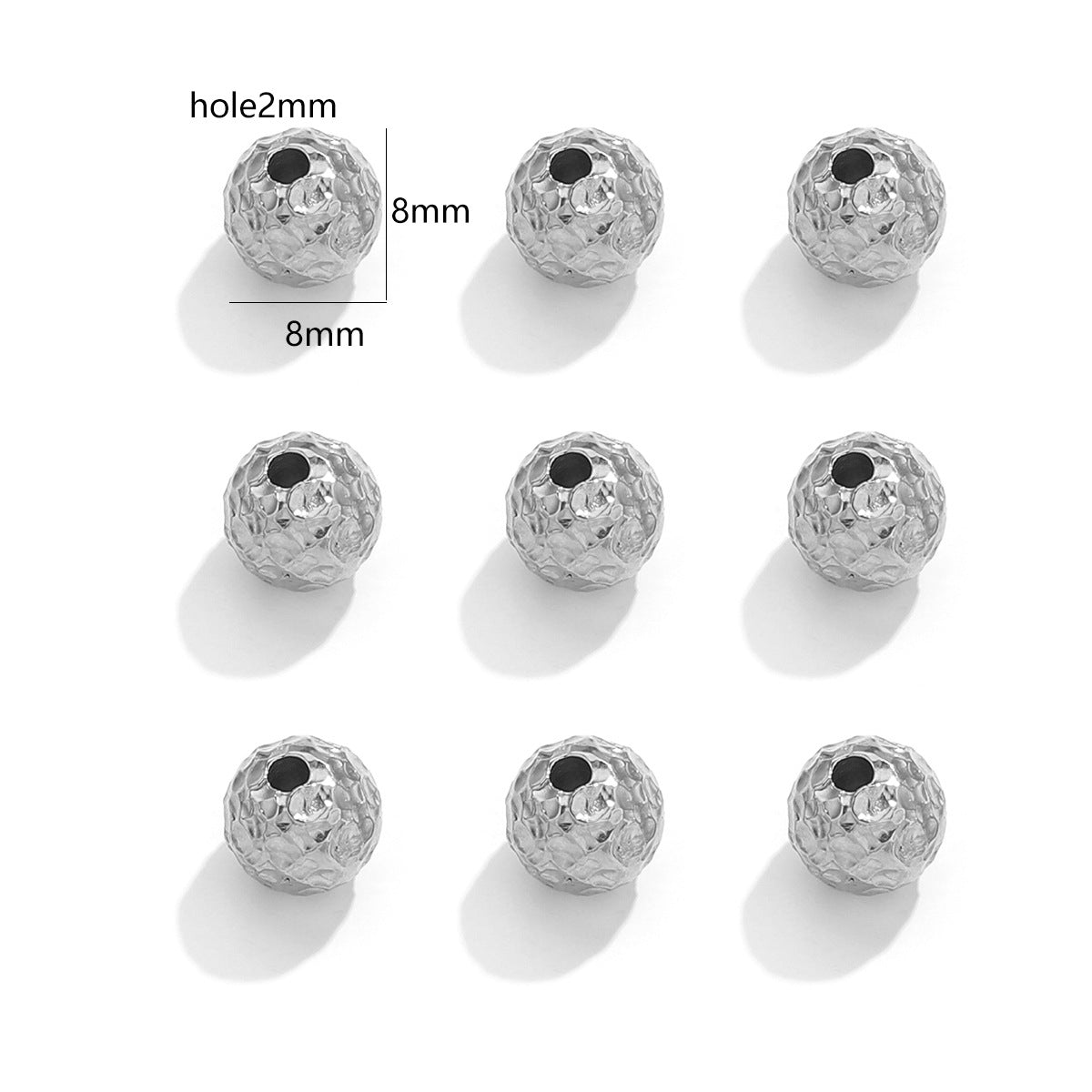 Stainless Steel Irregular Wrinkle Concave Metal Beads 4-8mm 10pcs 9