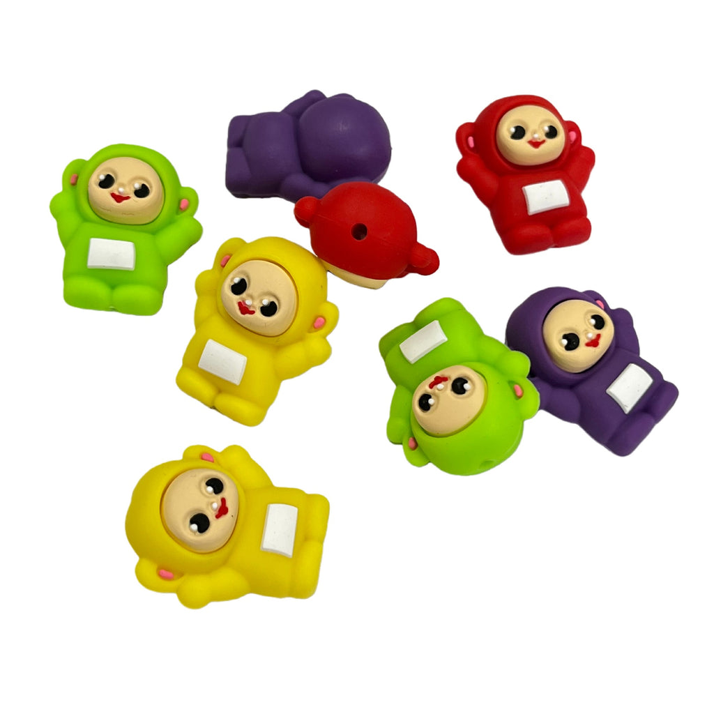 Silicone 3D Focal Beads Cartoon Baby Antenna Smiling Face Raised Antennae 20pcs 2