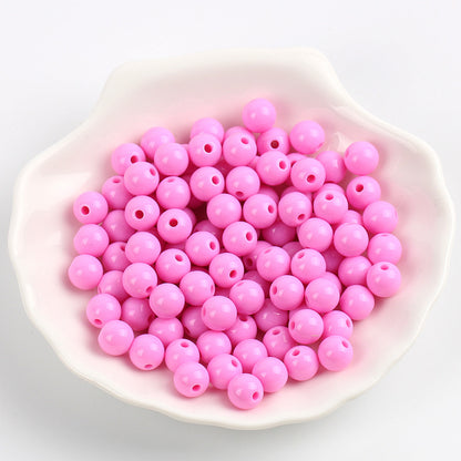 Solid Color Round Acrylic Beads 6mm Glossy Finish 600pcs 7