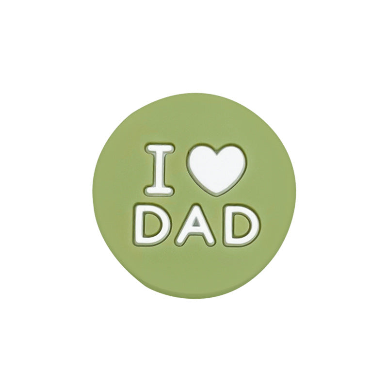 Silicone Focal Beads I Love Dad Embossed Text Solid Color 20pcs 9