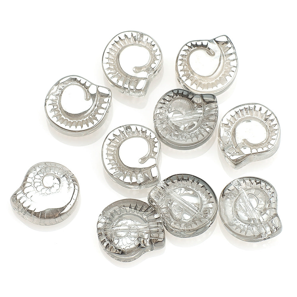 Electroplated Snail Glass Beads 12mm Transparent Iridescent 30pcs 11