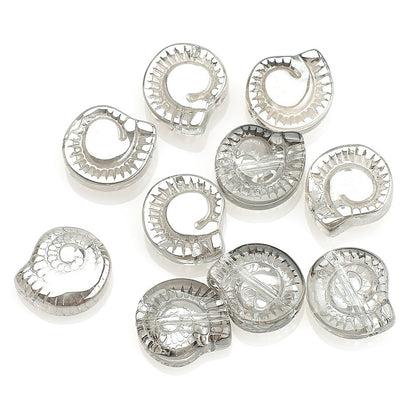 Electroplated Snail Glass Beads 12mm Transparent Iridescent 30pcs 11