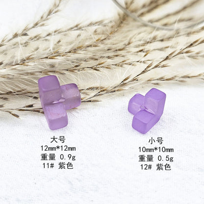 Matte Square Acrylic Beads 10-12mm Tetris Shape Mixed Colors 50pcs 10