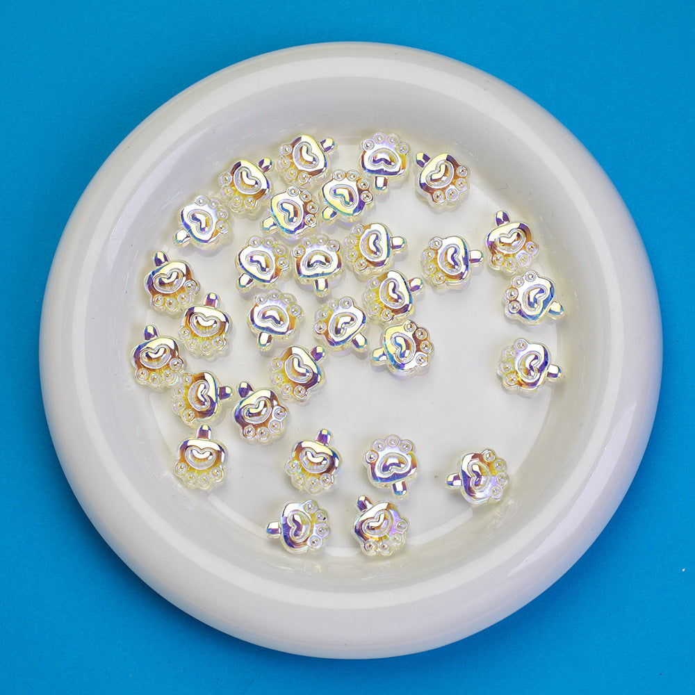 Transparent Plating Bear Paw Acrylic Beads 16mm Iridescent 20pcs 13