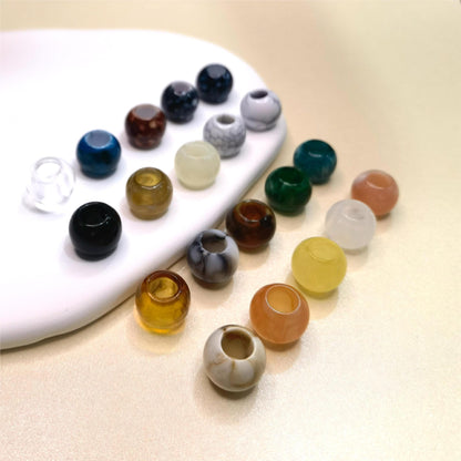 Vintage Acrylic Large Hole Beads 10-11.6mm Earth Tone Crackle 1pc 2