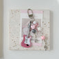 Pink Glitter Guitar Resin Phone Charm with Pastel Hearts and Mic 2pcs