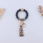 Leopard Print Silicone Bead Tassel Wristlet Keychain 6