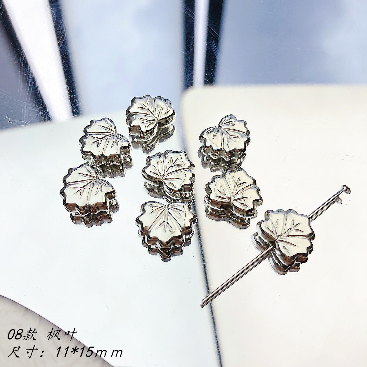 Flower Acrylic Beads Glossy Silver Tone Floral Detail CCB Plastic 100pcs 13