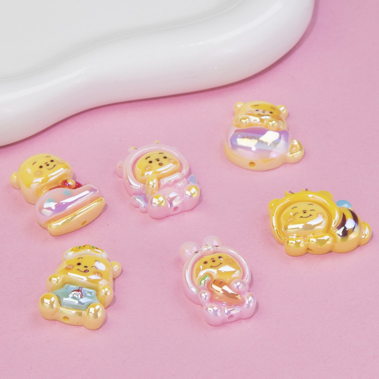 Glossy Pastel Resin Bear Resin Beads Playful Charm 10pcs 2