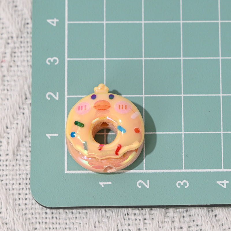 Animal Donut Resin Beads 20mm Glossy Pastel Shimmer 10pcs 3