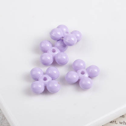 Acrylic Round Four Leaf Petal Spacer Beads 10mm Colored Baking Painted 100pcs 4