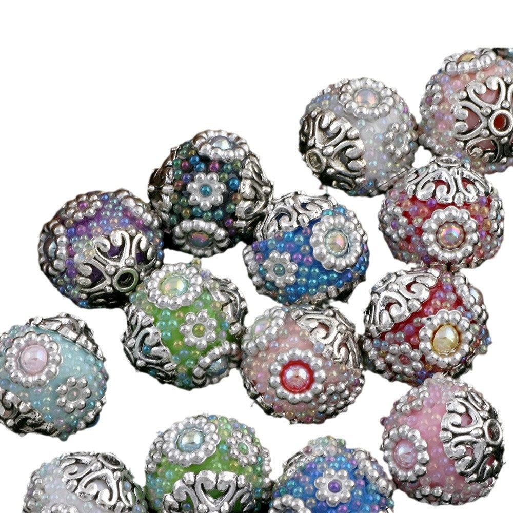 Embellished Bubblegum Beads 17mm Antique Nepal Style 5pcs 5
