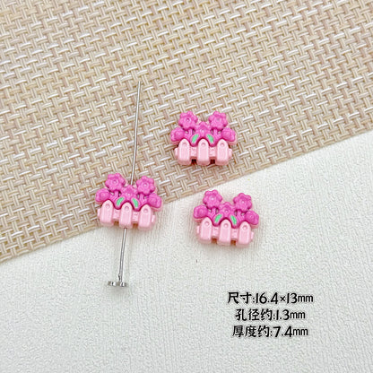 Flower Butterfly Metal Beads 16-20mm Baking Painted Glossy Finish 10pcs 5