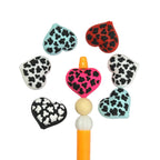 Silicone 3D Focal Beads Love Leopard Raised Heart Pattern 20pcs 4