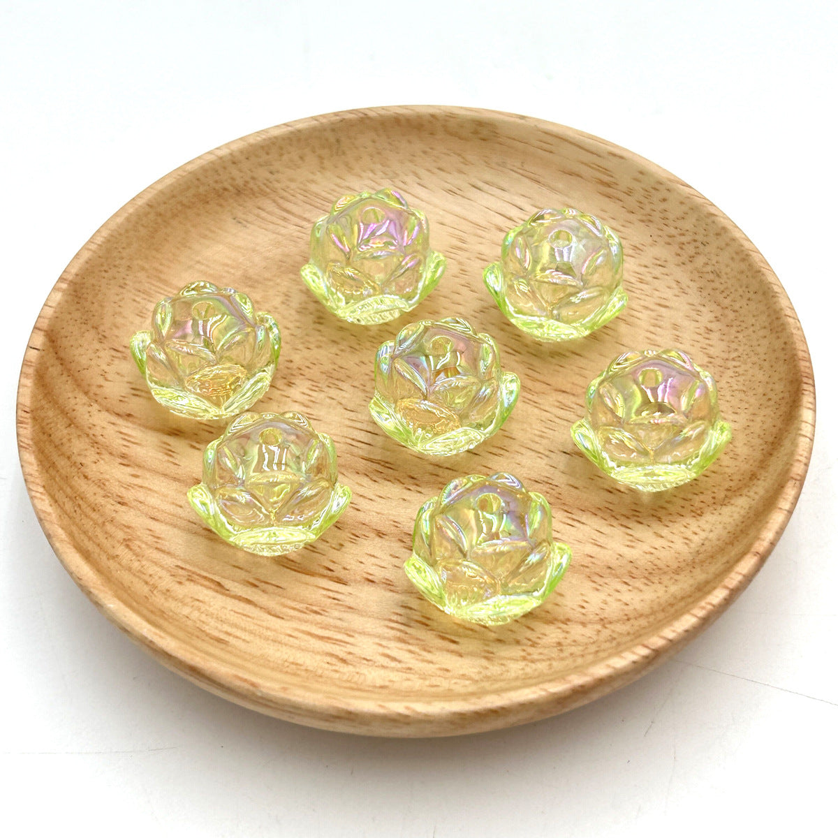 UV Plating Lotus Acrylic Beads 21mm Transparent Glossy 5pcs 7