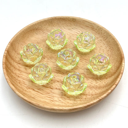 UV Plating Lotus Acrylic Beads 21mm Transparent Glossy 5pcs 7
