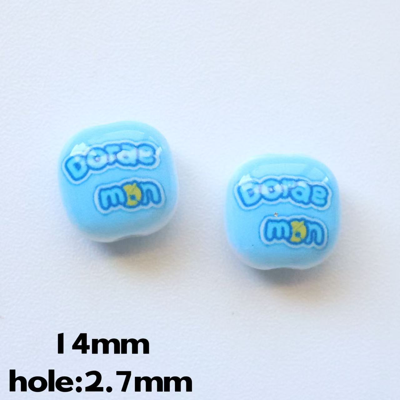 Doraemo Series Acrylic Square Beads 13mm Light Blue White 20pcs 13