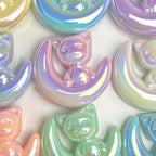 UV Plating Moon Cat Acrylic Beads 26mm Iridescent Pastel 50pcs 4
