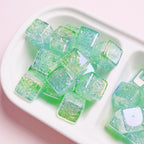 Plating Dual Color Gradient Crackle Square Acrylic Beads 16mm 10pcs 2