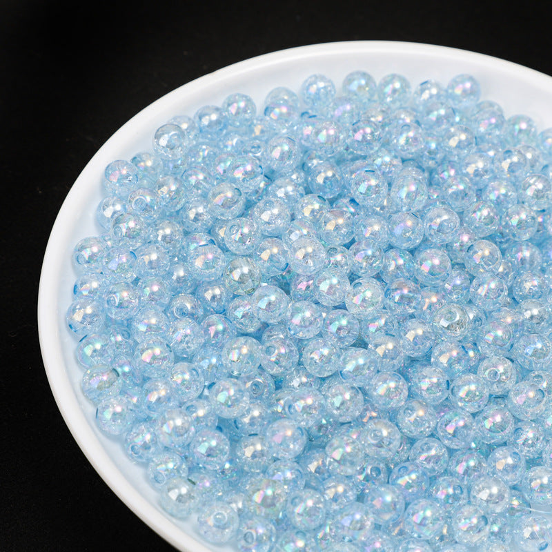 Plating Round Acrylic Beads 8mm UV Crackle Mixed Colors 500pcs 2