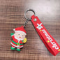 Soft Rubber Christmas Tree and Santa Claus Keychain with Red Strap 23