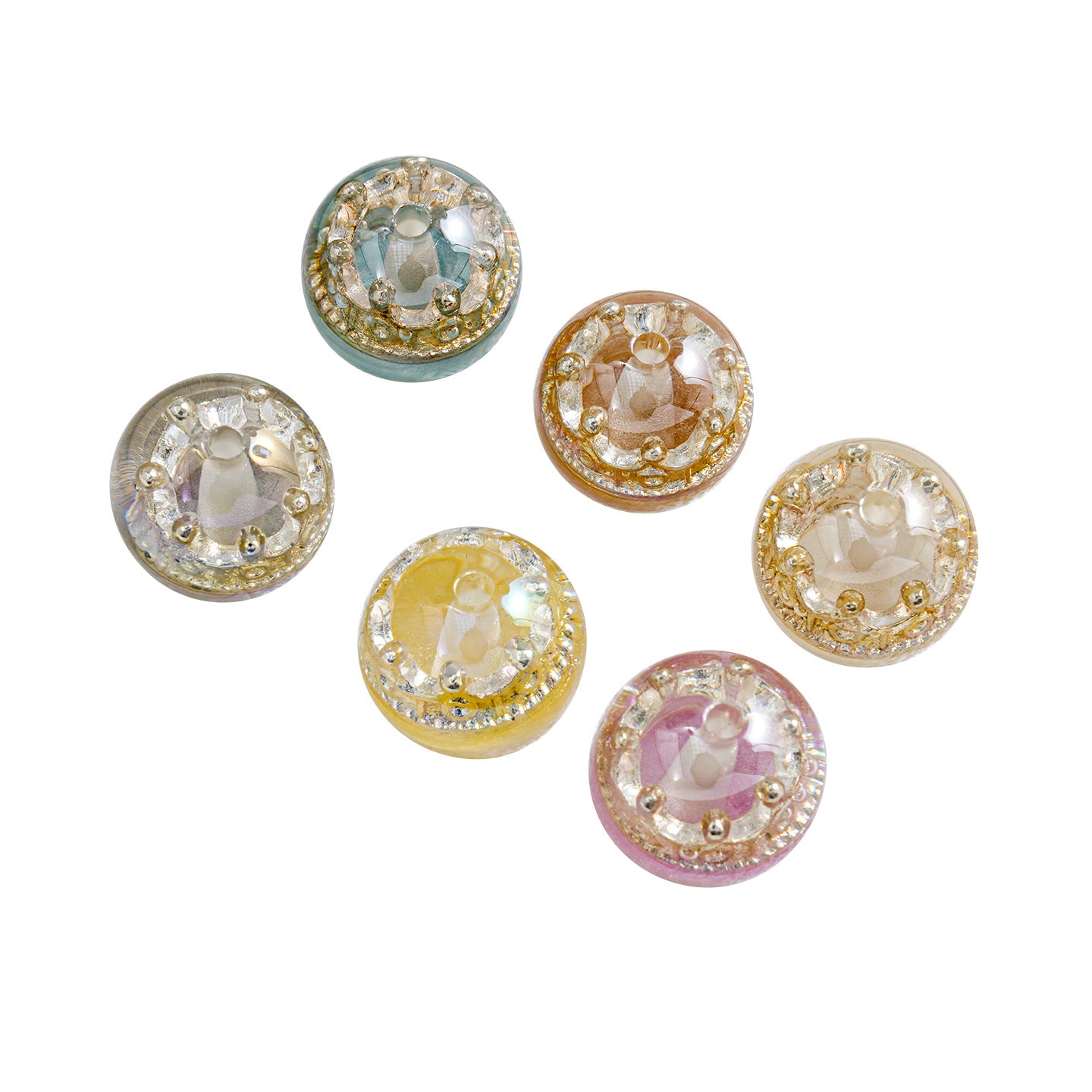 Colorful Crown Inside Round Resin Beads 16mm 10pcs 4