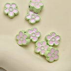 Flower Metal Beads 10mm Baking Painted Two-Color Zinc Alloy 10pcs 6