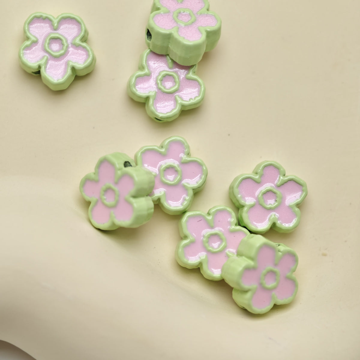 Flower Metal Beads 10mm Baking Painted Two-Color Zinc Alloy 10pcs 6