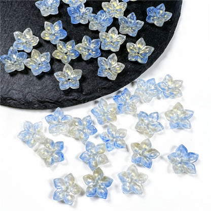 Czech Glass Beads Flower Five Petal 12mm Red Gold Spring 50pcs 8