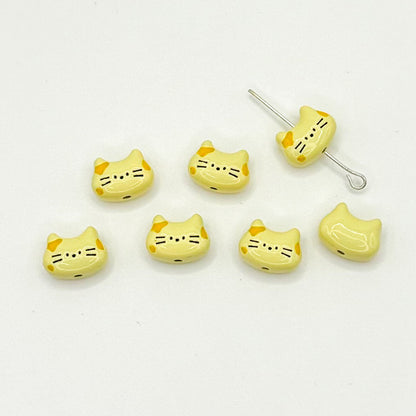 Kitten Metal Beads 12mm Baking Painted Colorful 10pcs 6