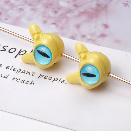 Baking Painted One-Eyed Monster Acrylic Beads 16mm Colorful Glossy 50pcs 4