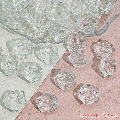 Camellia Glass Beads 19mm Clear Translucent Mixed Colors 50pcs 7