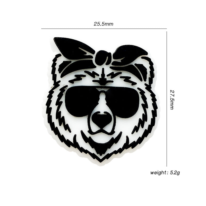 Silicone Focal Beads Tiger Bold Black Details Bow 20pcs