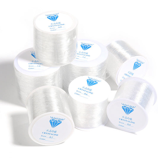 Transparent Crystal Elastic Cord Polyester 0.4mm-1.5mm 80m Per Roll